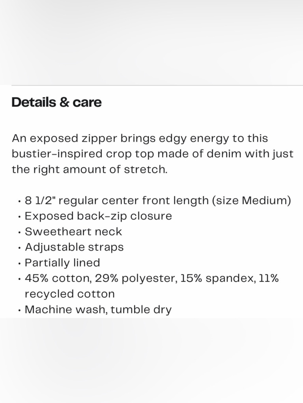 Good American Sculpt Bustier Stretch Denim Crop Top - Picture 4 of 4